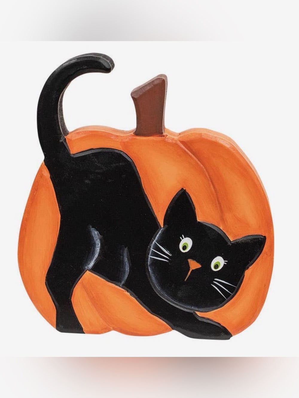 Black Cat Pumpkin Wooden Decor